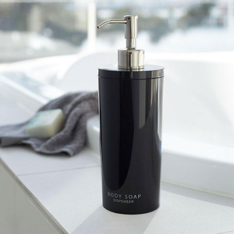 ツーウェイディスペンサー ラウンド タワー 3個セット（シャンプー・コンディショナー・ボディソープ） 山崎実業 tower ホワイト/ブラック 2928 2929 タワーシリーズ