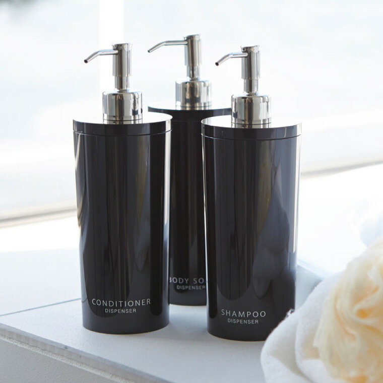 ツーウェイディスペンサー ラウンド タワー 3個セット（シャンプー・コンディショナー・ボディソープ） 山崎実業 tower ホワイト/ブラック 2928 2929 タワーシリーズ