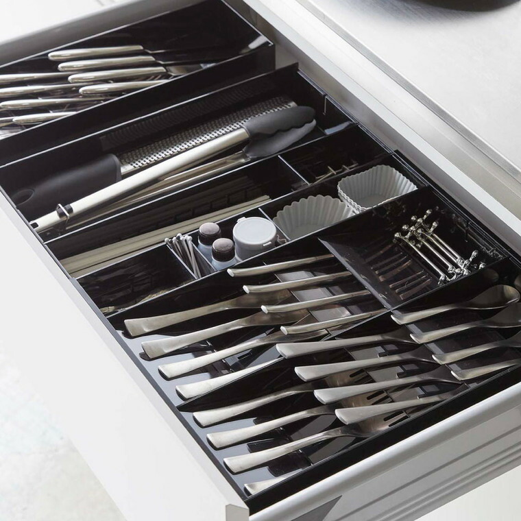 立体斜めカトラリーケース・立体横伸縮カトラリーケース セット タワー 山崎実業 tower ホワイト/ブラック 5413 5414 5415 5416 タワーシリーズ