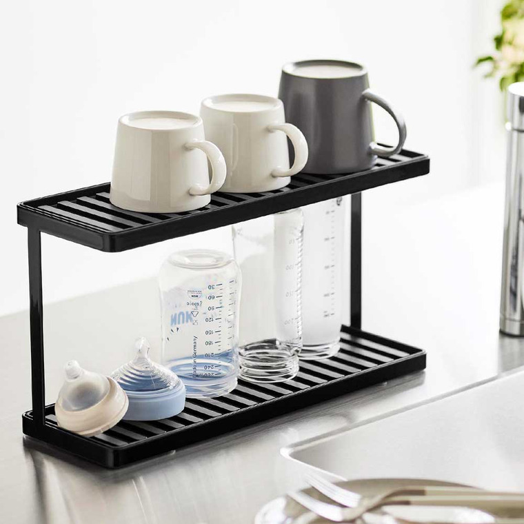 山崎実業 tower トレー付きジャグボトル&グラススタンド タワー 2段 ホワイト ブラック 3714 3715