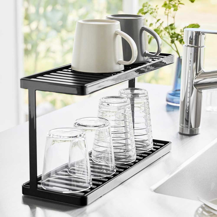 山崎実業 tower トレー付きジャグボトル&グラススタンド タワー 2段 ホワイト ブラック 3714 3715