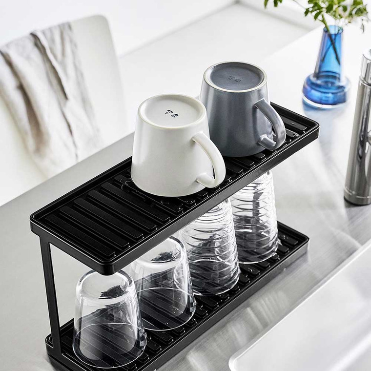 山崎実業 tower トレー付きジャグボトル&グラススタンド タワー 2段 ホワイト ブラック 3714 3715