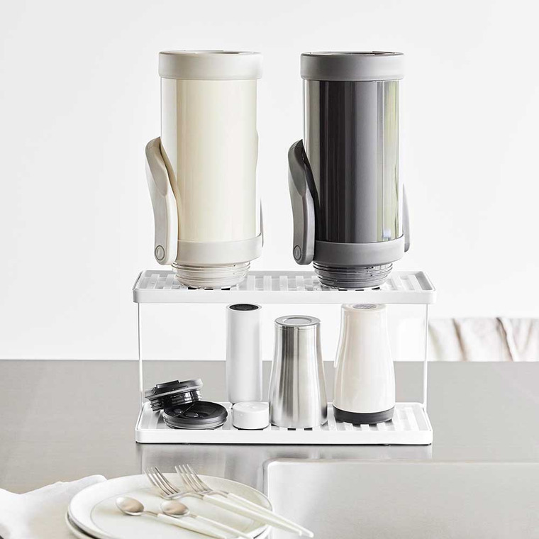 山崎実業 tower トレー付きジャグボトル&グラススタンド タワー 2段 ホワイト ブラック 3714 3715