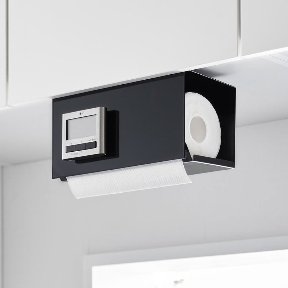 tower 片手でカット戸棚下キッチンペーパーホルダー タワー カバー付き S 山崎実業 ホワイト ブラック 3006 3007