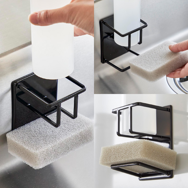 山崎実業 tower マグネットスポンジ&ボトルホルダー タワー ホワイト ブラック 3767 3768