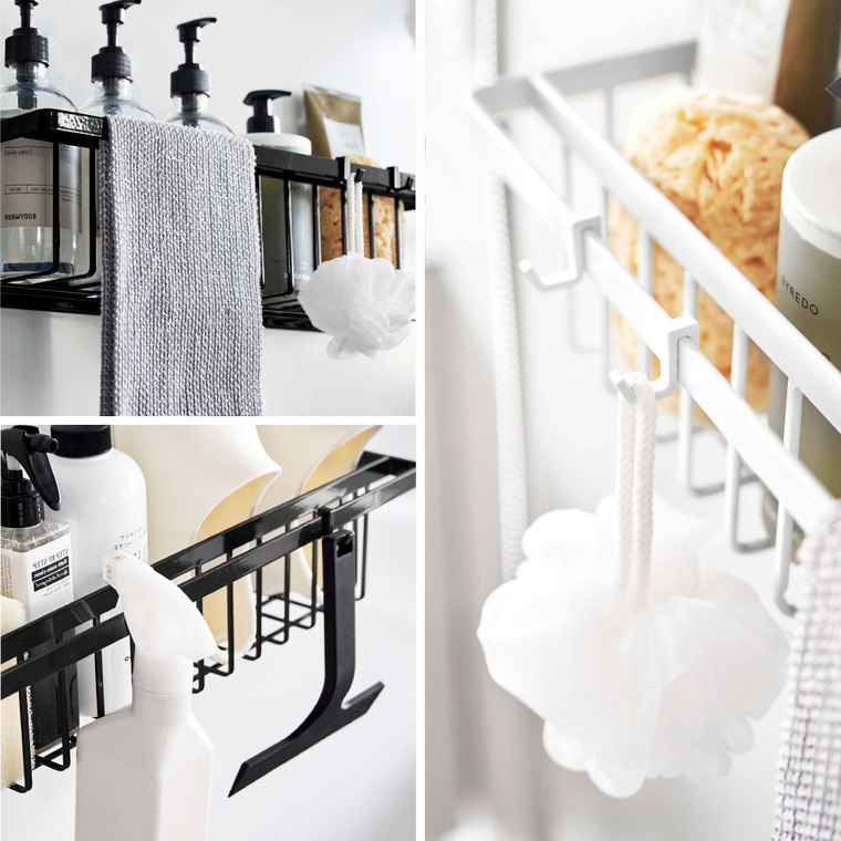 山崎実業 tower マグネットバスルームバスケット タワー ワイド ホワイト/ブラック 3769 3770