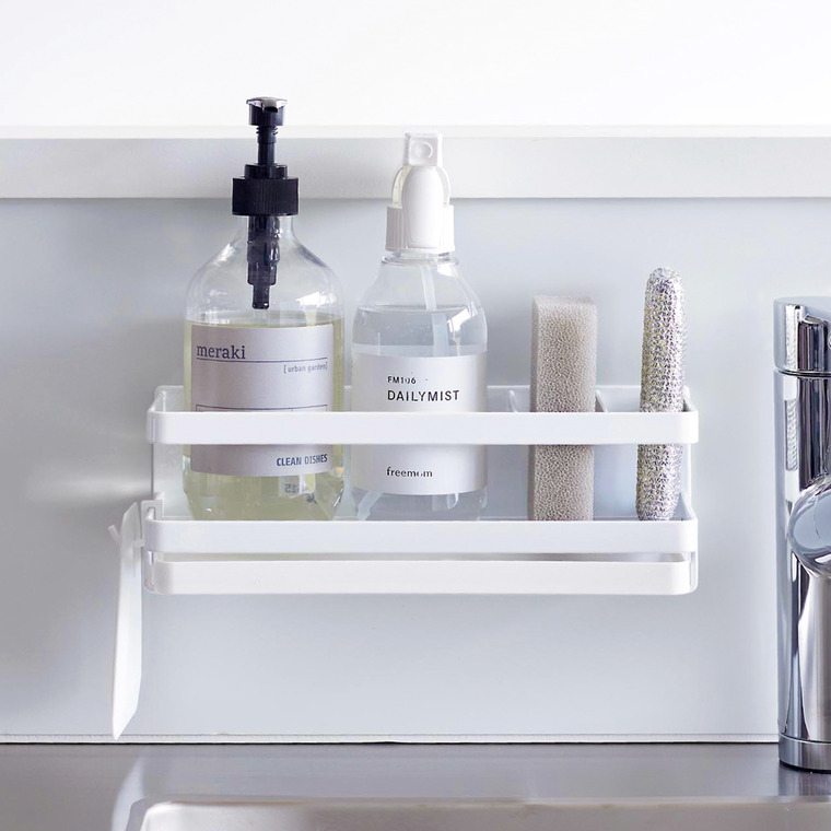 山崎実業 tower マグネットスポンジ&ディスペンサーラック タワー トレー付き ホワイト/ブラック 3972 3973