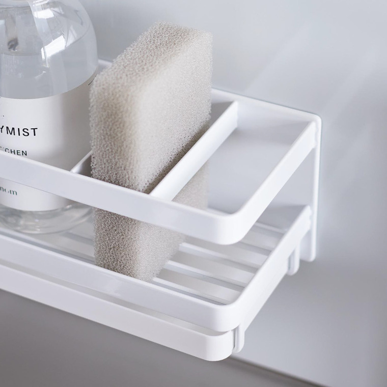 山崎実業 tower マグネットスポンジ&ディスペンサーラック タワー トレー付き ホワイト/ブラック 3972 3973