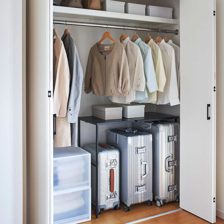 山崎実業 tower 伸縮キャリーケース上ラック タワー 幅51～92cm ホワイト ブラック 4370 4371