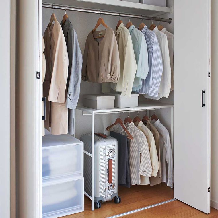 山崎実業 tower 伸縮キャリーケース上ラック タワー 幅51～92cm ホワイト ブラック 4370 4371