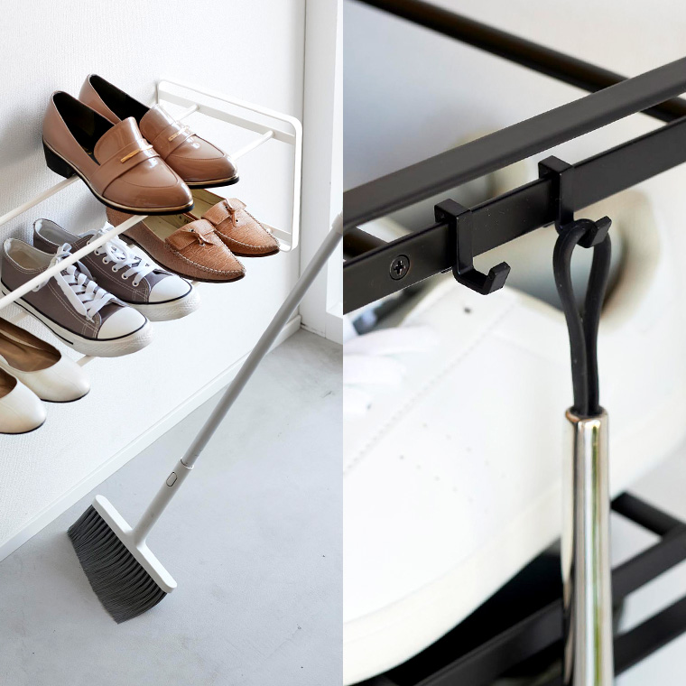 山崎実業 tower 石こうボード壁対応ウォールシューズラック タワー 2段 ホワイト ブラック 4504 4505