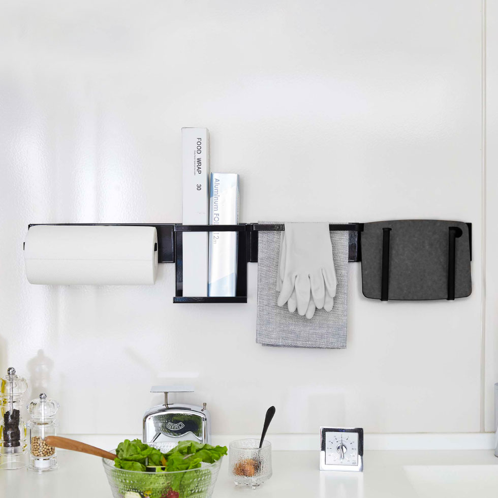 フィルムフック キッチンウォールバー タワー ワイド 山崎実業 tower ホワイト/ブラック 5672 5673 タワーシリーズ