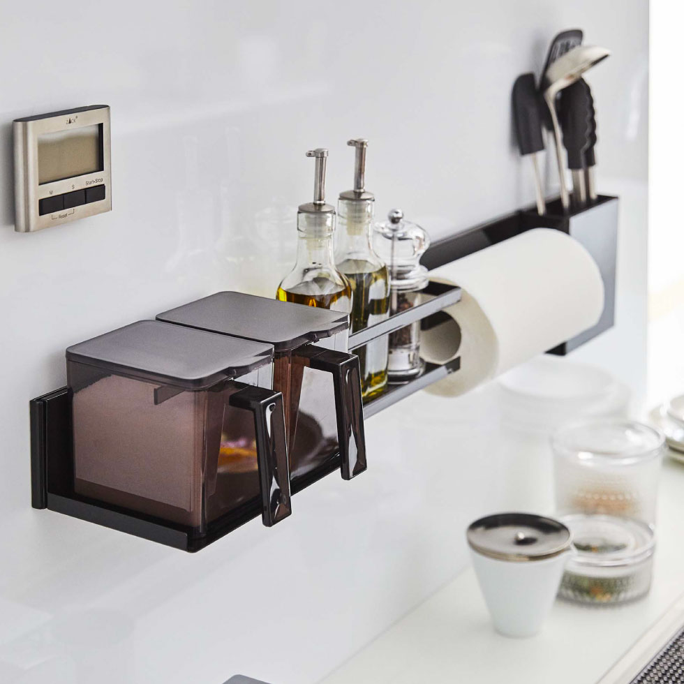 フィルムフック キッチンウォールバー タワー ワイド 山崎実業 tower ホワイト/ブラック 5672 5673 タワーシリーズ