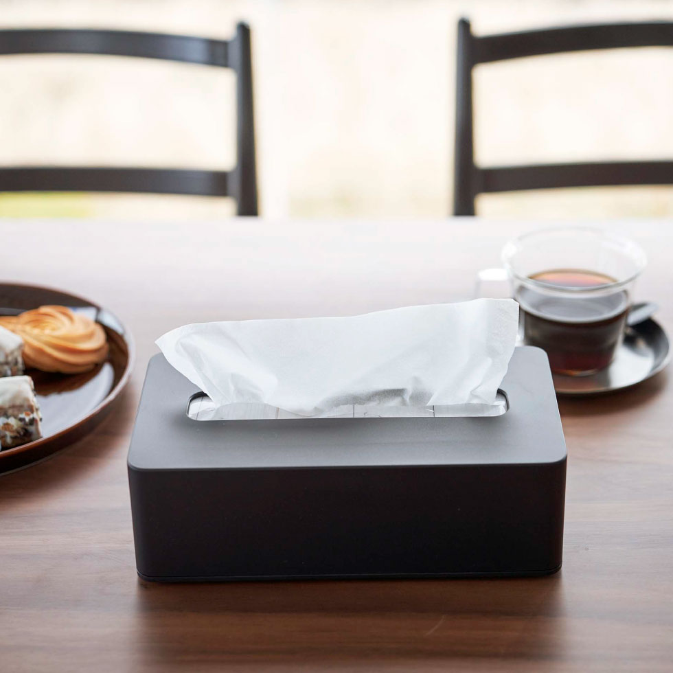 コンパクトティッシュケース タワー ハイタイプ 山崎実業 tower ホワイト/ブラック 5804 5805