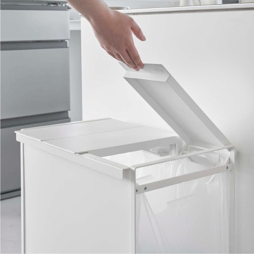 蓋付き目隠し分別ダストワゴン タワー 3分別 山崎実業 tower ホワイト/ブラック 5977 5978 オフィス タワーシリーズ