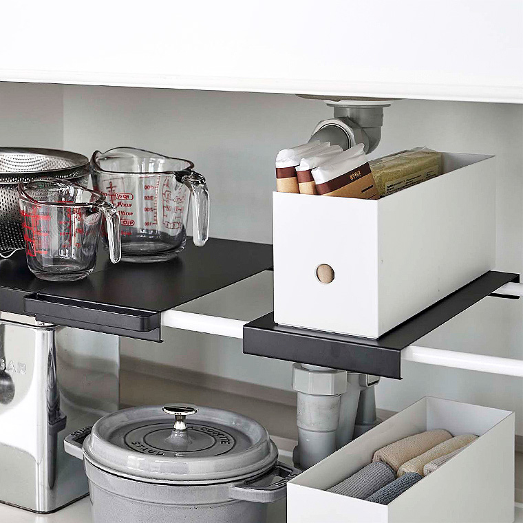 伸縮つっぱり棒用棚板 タワー スリム 山崎実業 tower ホワイト/ブラック 6019 6020