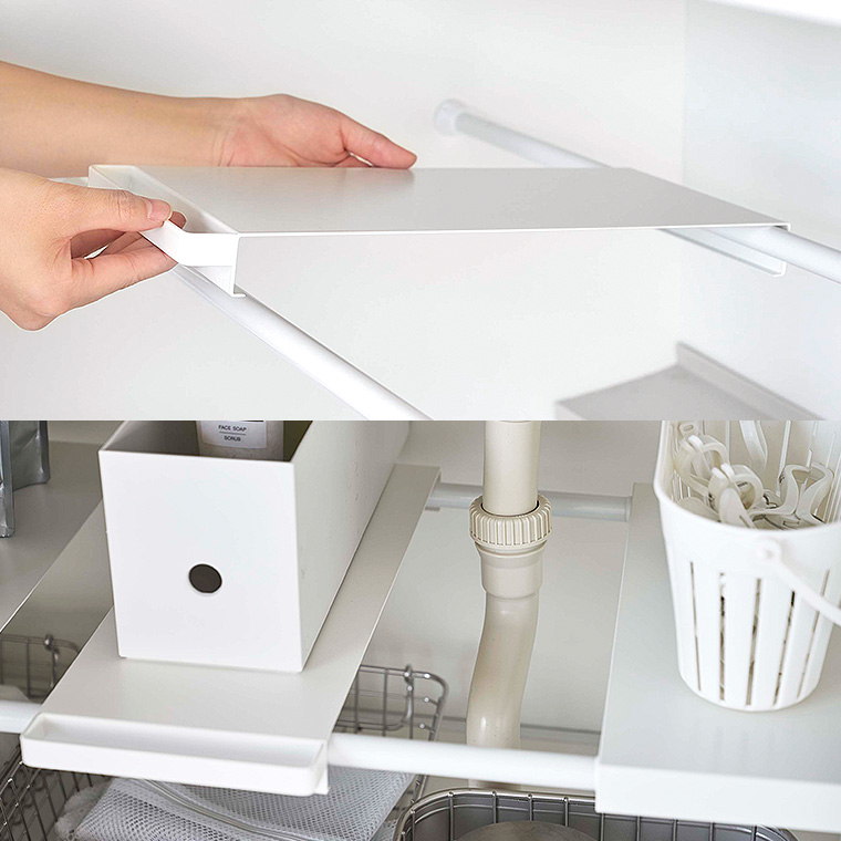 伸縮つっぱり棒用棚板 タワー スリム 山崎実業 tower ホワイト/ブラック 6019 6020