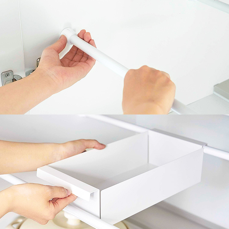 つっぱり棒用バスケット タワー 山崎実業 tower ホワイト/ブラック 6023 6024