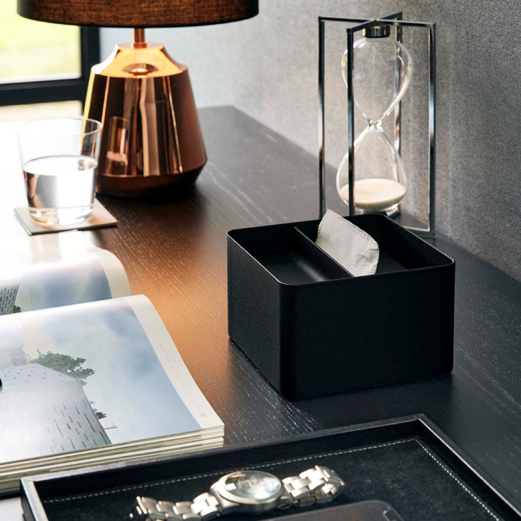 山崎実業 tower 蓋付きハーフティッシュケース タワー ホワイト/ブラック 6195 6196