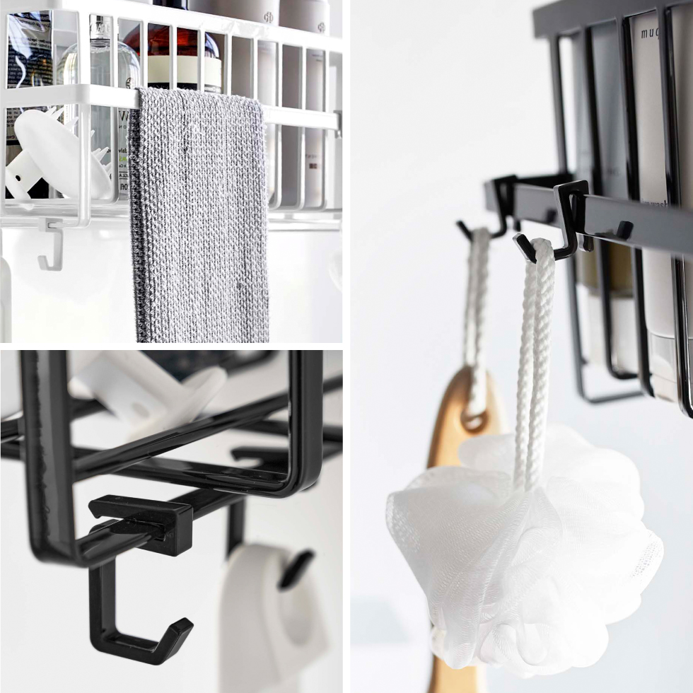 山崎実業 tower 引っ掛けバスルームバスケット タワー ワイド ホワイト/ブラック 6617 6618