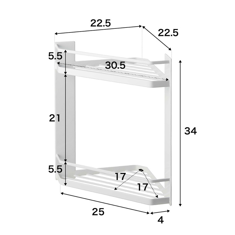 山崎実業 tower マグネットバスルームコーナーラック タワー 2段 ホワイト/ブラック 6623 6624