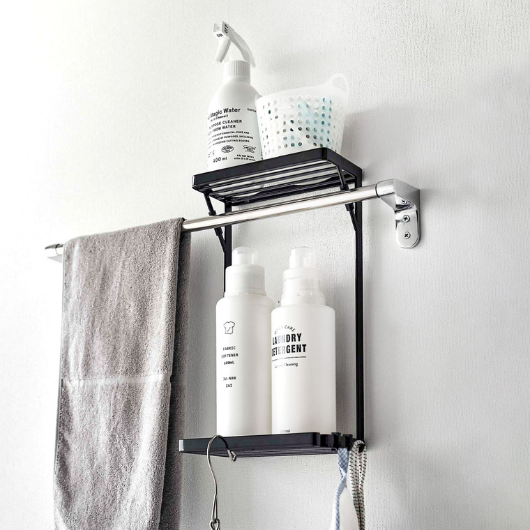 山崎実業 tower タオル掛け上ラック タワー 2段 ホワイト/ブラック 6625 6626