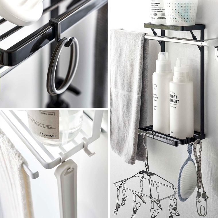 山崎実業 tower タオル掛け上ラック タワー 2段 ホワイト/ブラック 6625 6626