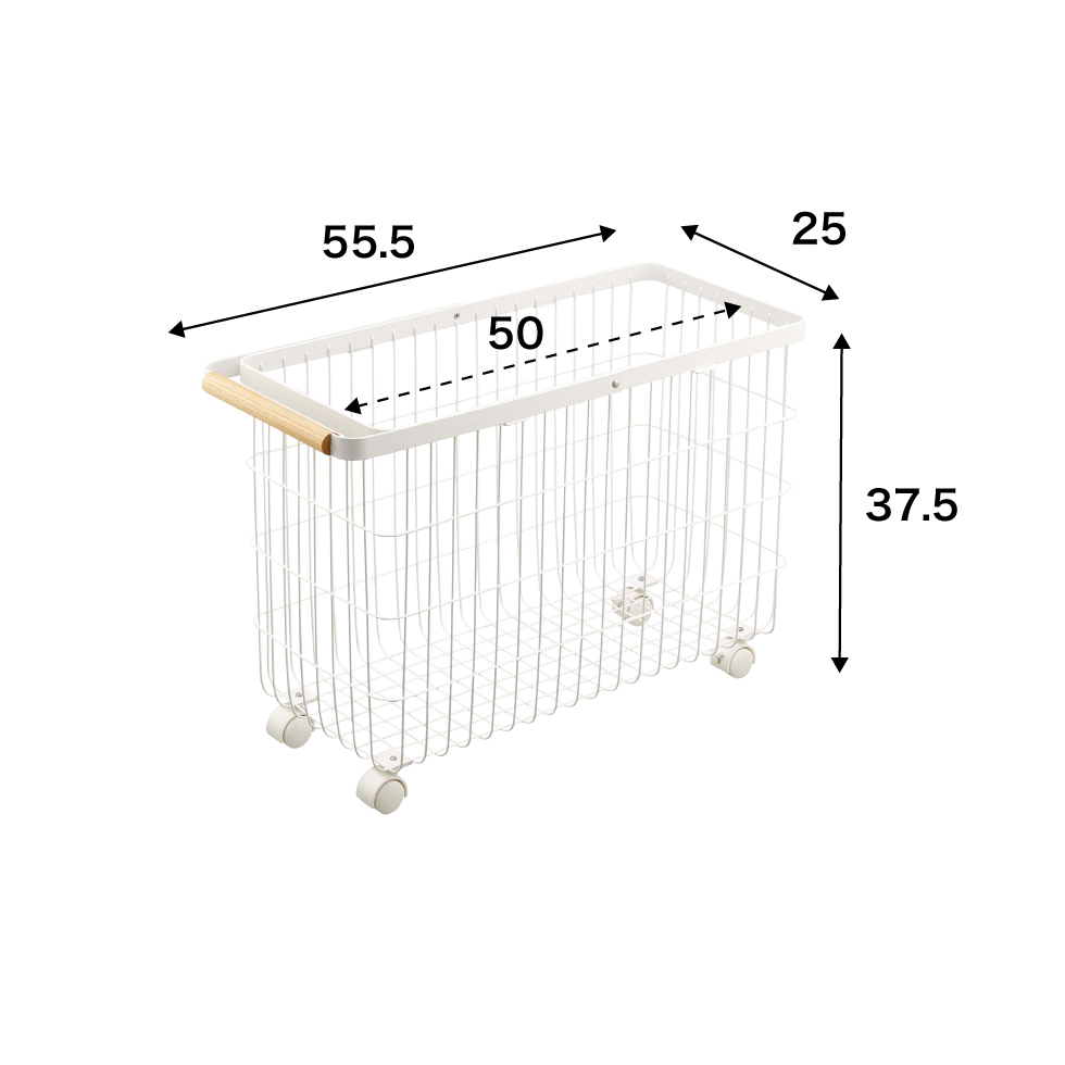 ランドリーバスケット トスカ キャスター付き ワイド&ロー 山崎実業 tosca ホワイト 6629