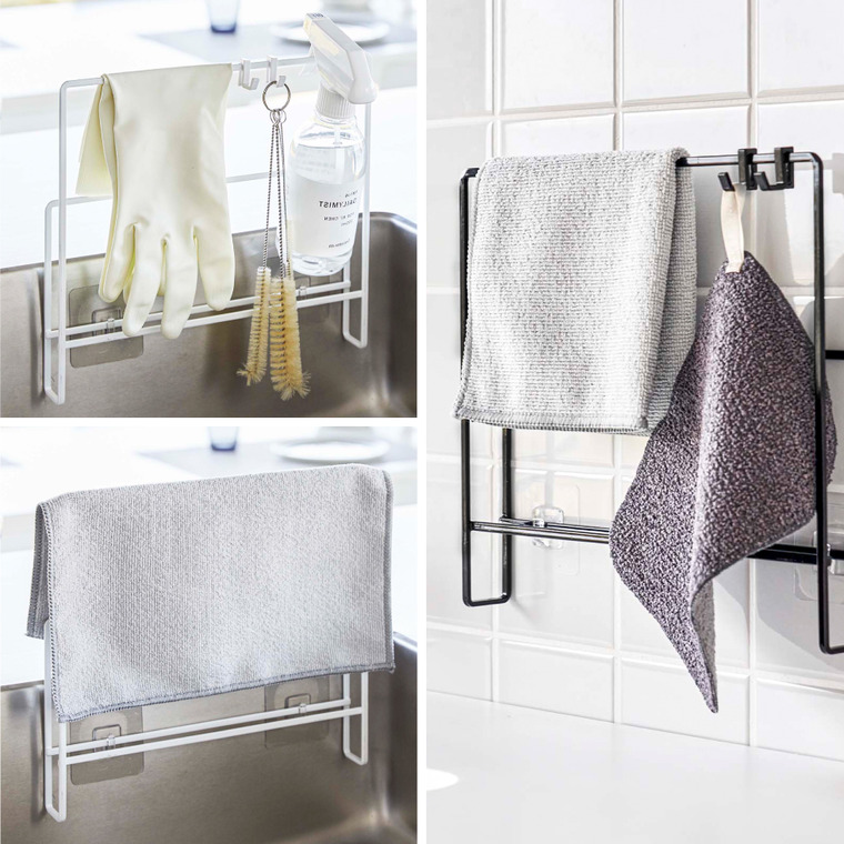 山崎実業 tower フィルムフック布巾&まな板ホルダー タワー ホワイト/ブラック 6917 6918