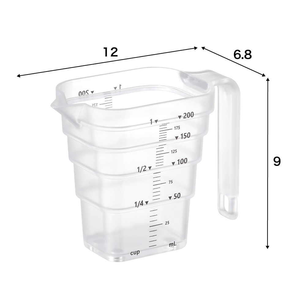 山崎実業 tower マグネット段々計量カップ タワー 200mL ホワイト/ブラック 6919 6920