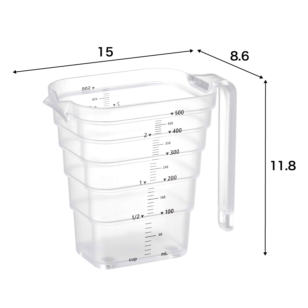 山崎実業 tower マグネット段々計量カップ タワー 500mL ホワイト/ブラック 6921 6922