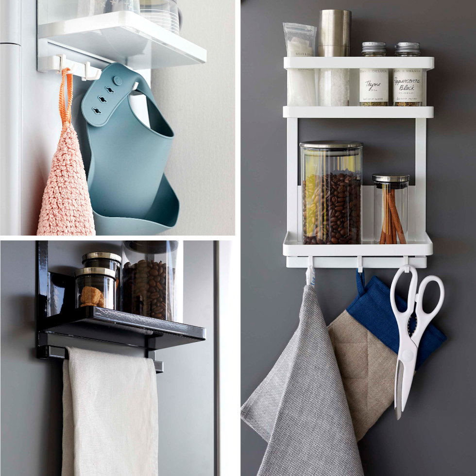 ウォーターサーバー横マグネットラック タワー 2段 山崎実業 tower ホワイト/ブラック7119 7120