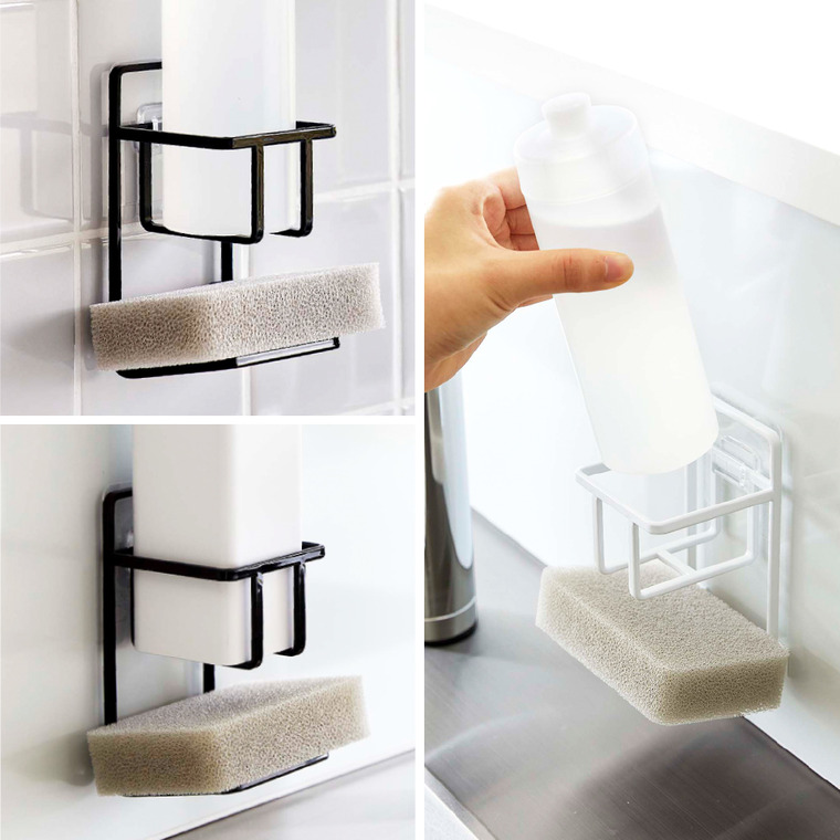 フィルムフックスポンジ&ボトルホルダー タワー山崎実業 tower ホワイト/ブラック 7147 7148