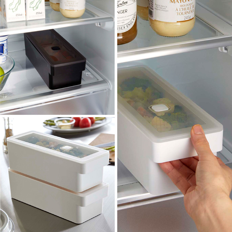 奥まで使えるハンドル付き密閉フードコンテナ タワー山崎実業 tower ホワイト/ブラック 7709 7710