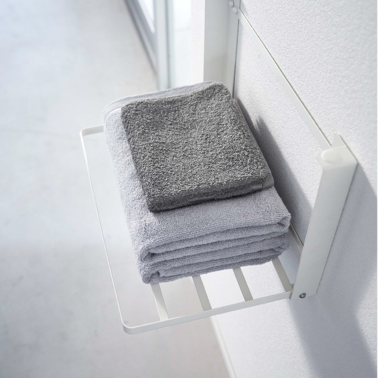 石こうボード壁対応 折り畳み棚 タワー 山崎実業 tower ホワイト/ブラック 8142 8143