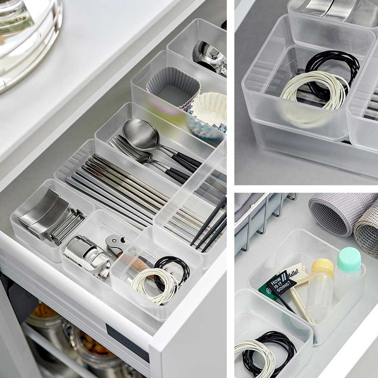 底がクリア 縦横重ねられる引き出し整理収納ケース タワー S 2個組 山崎実業 tower 収納 3640 3641 ホワイト ブラック