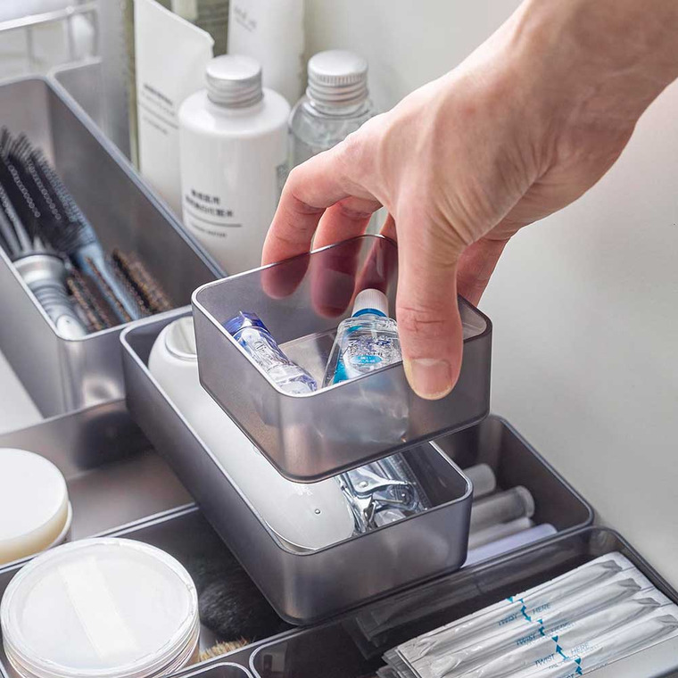 底がクリア 縦横重ねられる引き出し整理収納ケース タワー S 2個組 山崎実業 tower 収納 3640 3641 ホワイト ブラック