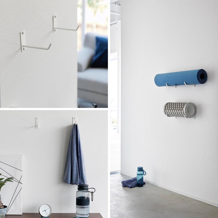 石こうボード壁対応ウォールヨガマットハンガー タワー 山崎実業 tower ホワイト ブラック 4090 4091