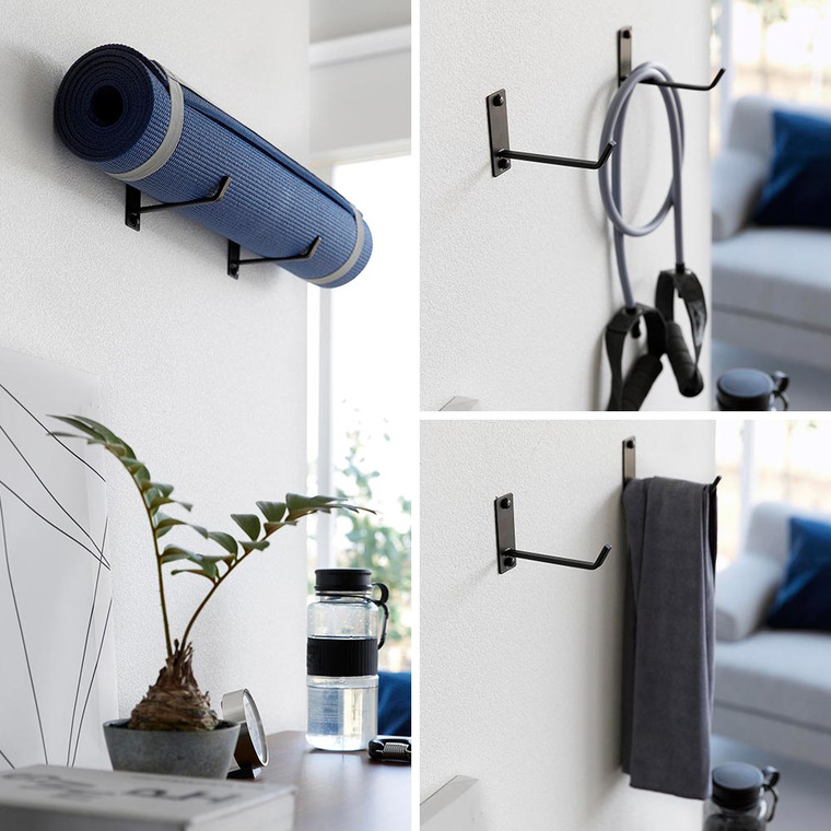 石こうボード壁対応ウォールヨガマットハンガー タワー 山崎実業 tower ホワイト ブラック 4090 4091