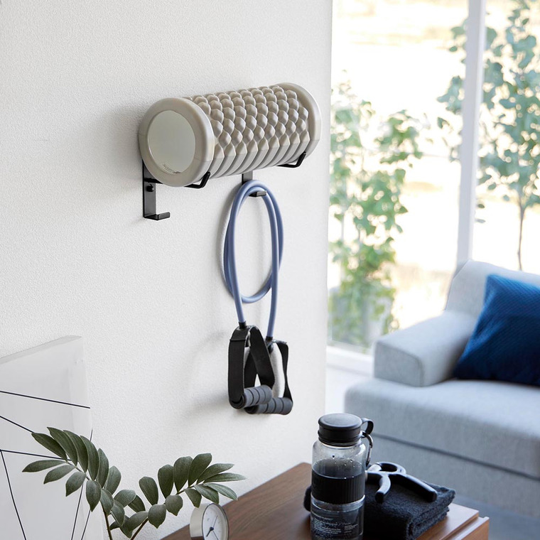 石こうボード壁対応ウォールヨガマットハンガー フック付き タワー 山崎実業 tower ホワイト ブラック 4092 4093