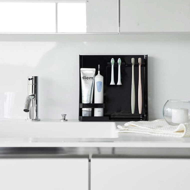 目隠し歯ブラシ&チューブスタンドタワー 山崎実業 tower 3505 3506 ホワイト ブラック