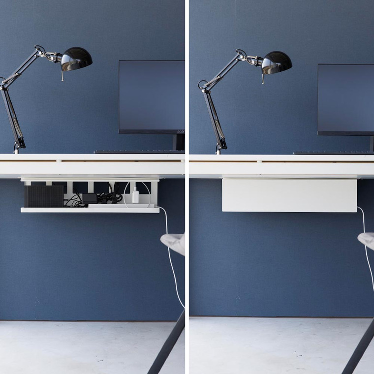 デスク下天板ケーブルラック タワー ロング 山崎実業 tower ホワイト ブラック 4478 4479