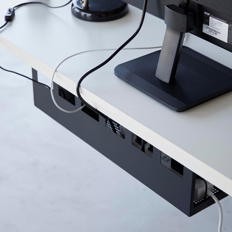 デスク下天板ケーブルラック タワー ロング 山崎実業 tower ホワイト ブラック 4478 4479