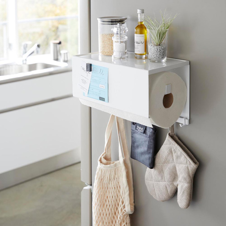 山崎実業 towerマグネットトレー付きキッチンペーパーホルダー タワー キッチン 4098 4099 ホワイト ブラック