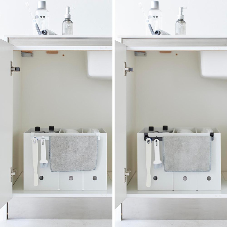 ファイルケース取り付け引っ掛け収納バー タワー 山崎実業 tower キッチン 2048 2049 ホワイト ブラック