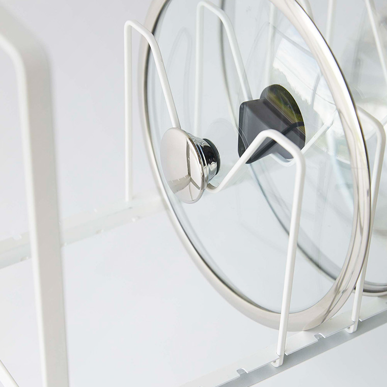 シンク下高さ調整鍋蓋＆フライパン収納ラック 2段 タワー 山崎実業 tower ホワイト/ブラック 5593 5594