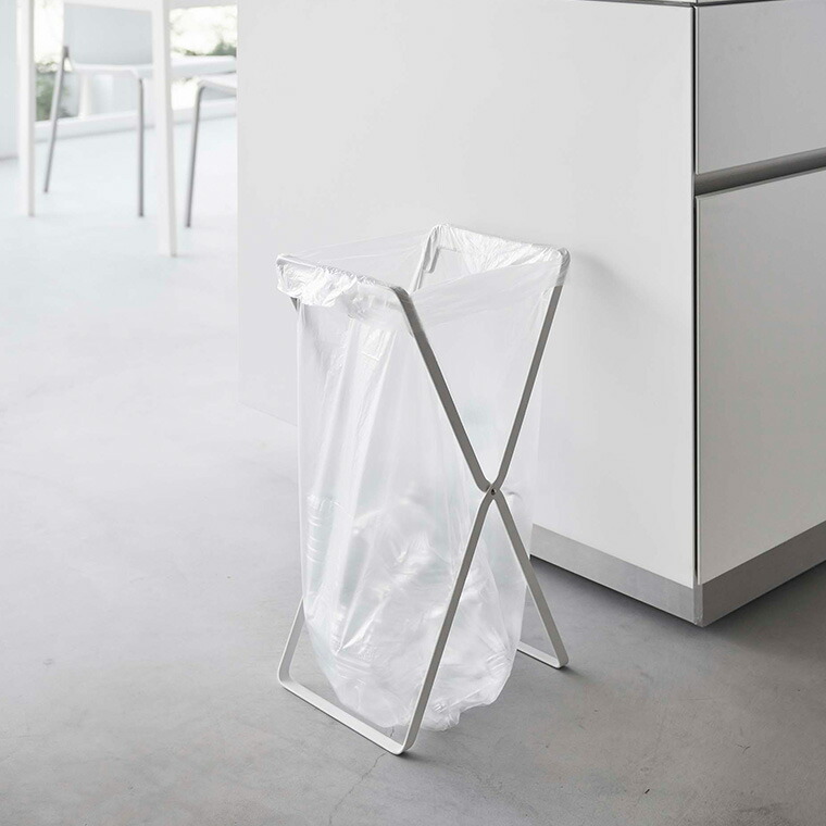 レジ袋2連&30Lゴミ袋スタンド タワー 山崎実業 ホワイト/ブラック 5712 5713