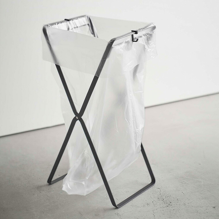 レジ袋2連&30Lゴミ袋スタンド タワー 山崎実業 ホワイト/ブラック 5712 5713