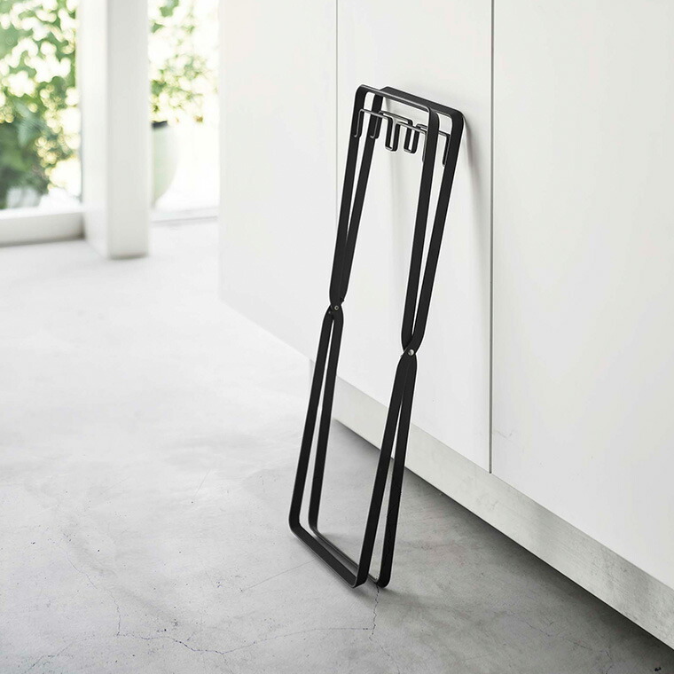 レジ袋2連&30Lゴミ袋スタンド タワー 山崎実業 ホワイト/ブラック 5712 5713