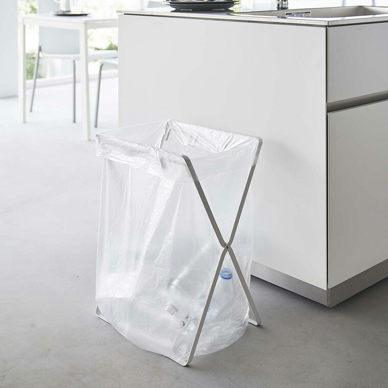 レジ袋3連&45Lゴミ袋スタンド タワー 山崎実業 ホワイト/ブラック 5714 5715